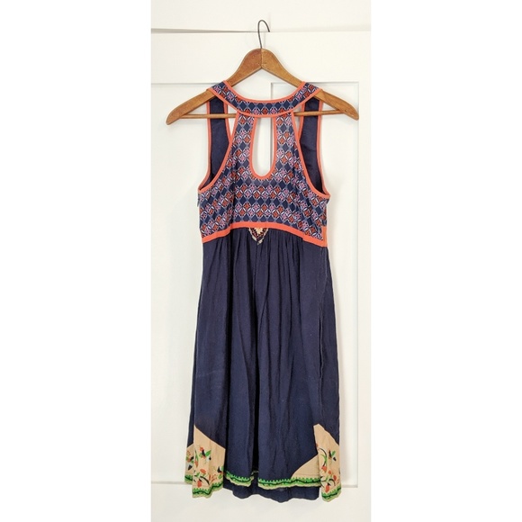 Anthropologie Navy and Orange Mini Dress - Picture 2 of 6